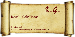 Karl Gábor névjegykártya